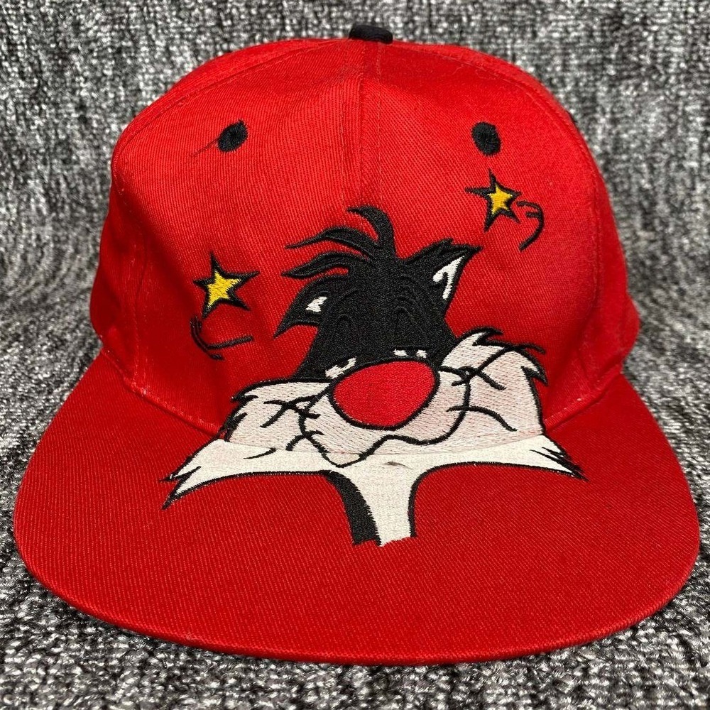 Vintage Looney Tunes Sylvester The Cat Snapback Hat Men OSFM Red 1994 Prime Time